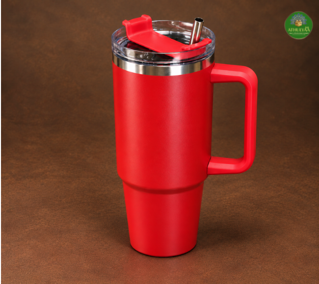 Premium Insulated Travel Tumbler with Handle & Straw
