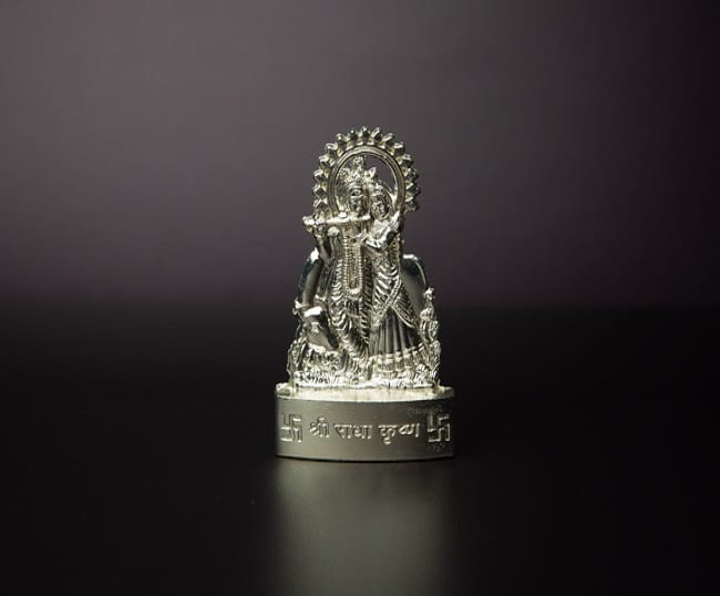 Radha Krishna Silver finish statue