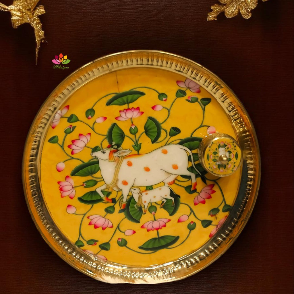 Pichwai Brass Tray - Big
