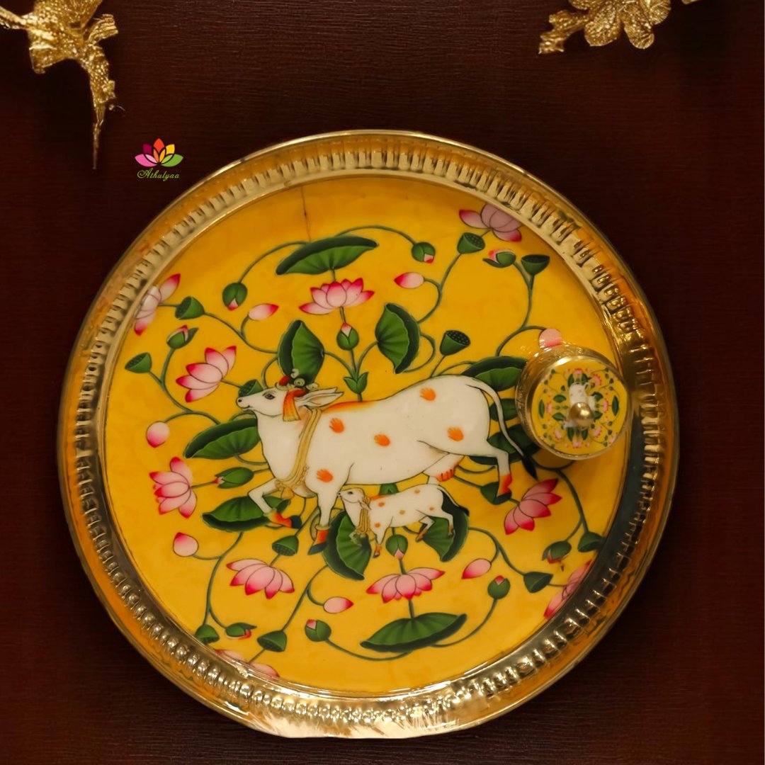 Pichwai Brass Tray - Big