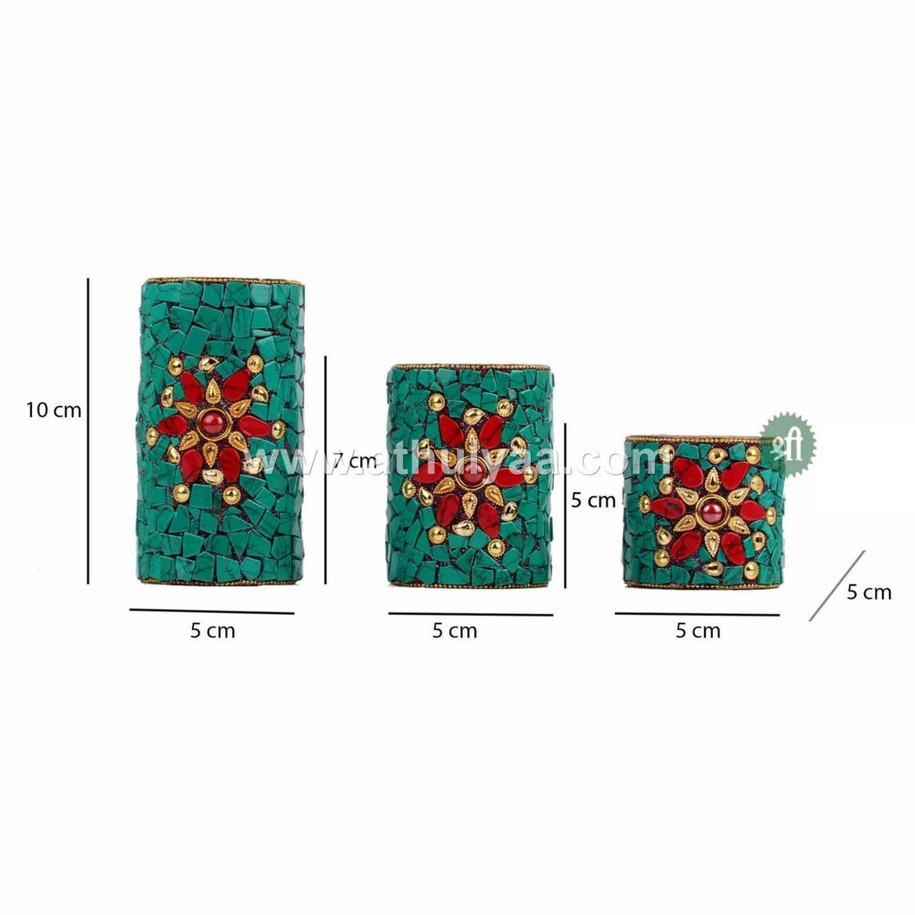 Set of 3 Stone work Candle Holder