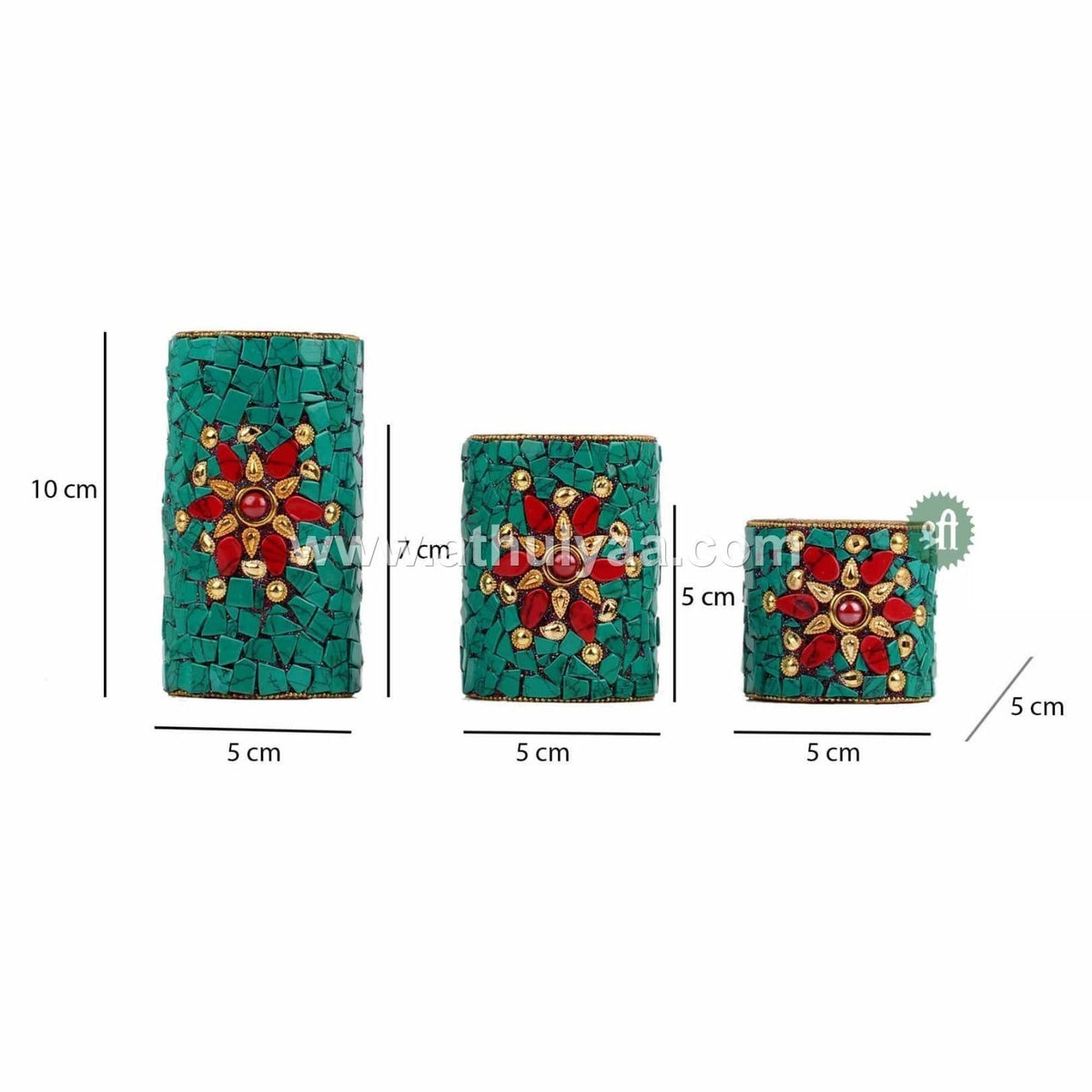 Set of 3 Stone work Candle Holder