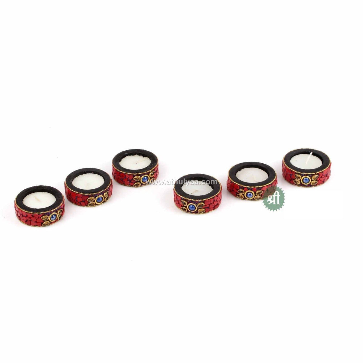 Set of 6 Stone work Candle Holders