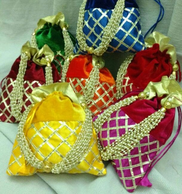 Velvet Potli with Pearl Handle