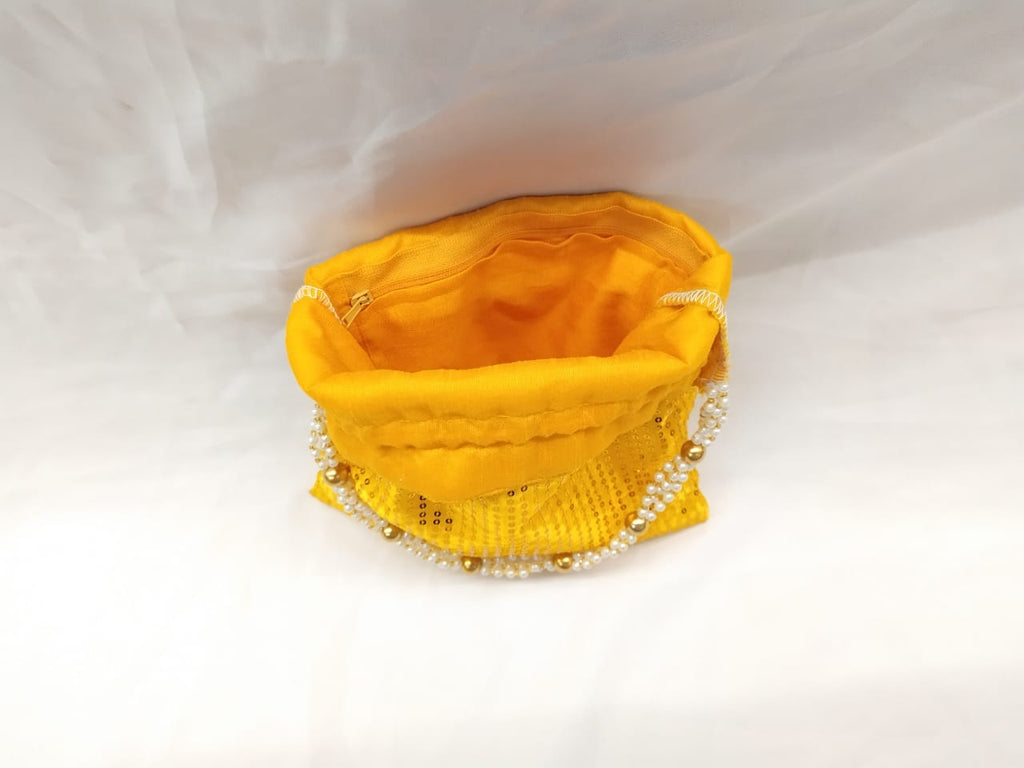 Sequins Work Potli with Inside Zip Pocket