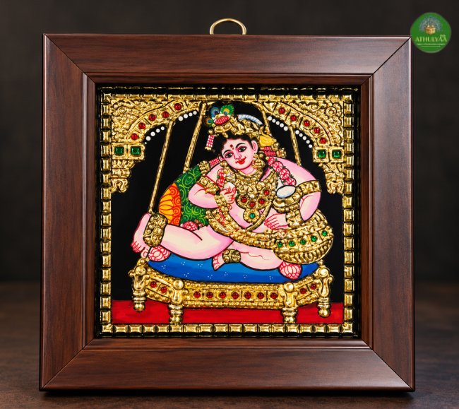 Tanjore Painting Swing Krishna