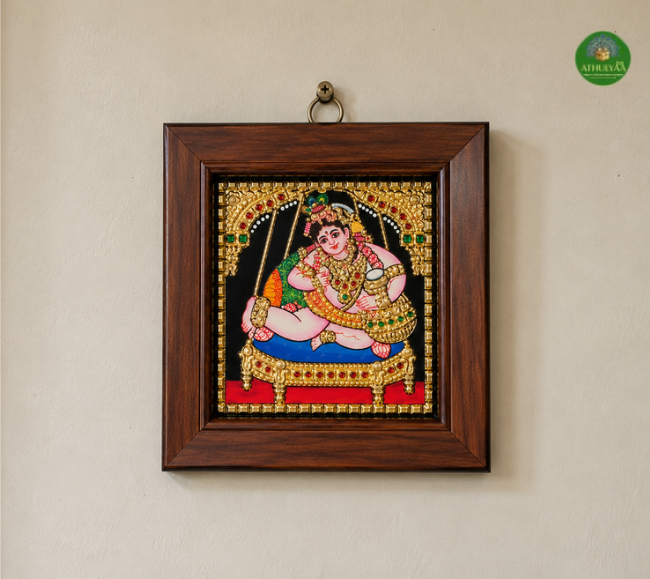Tanjore Painting Swing Krishna