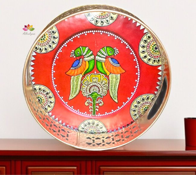 Tanjore Painting Theme Round metal tray