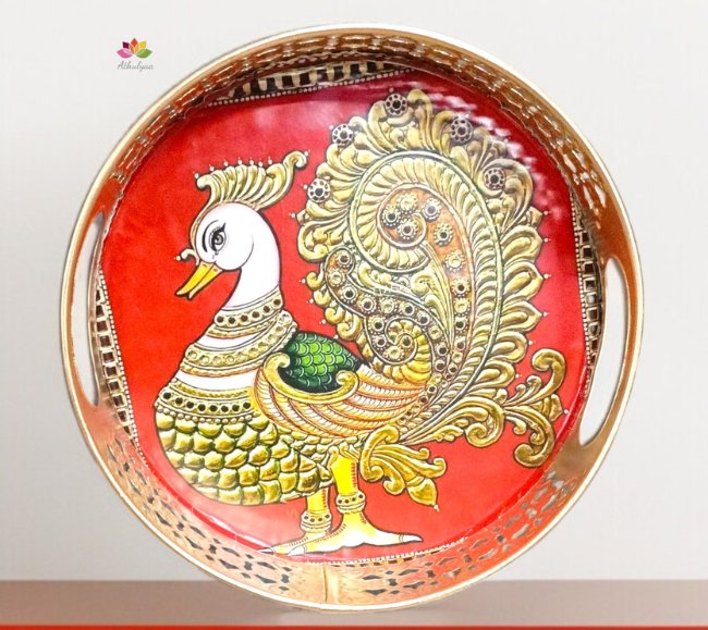 Tanjore Painting Theme Round metal tray