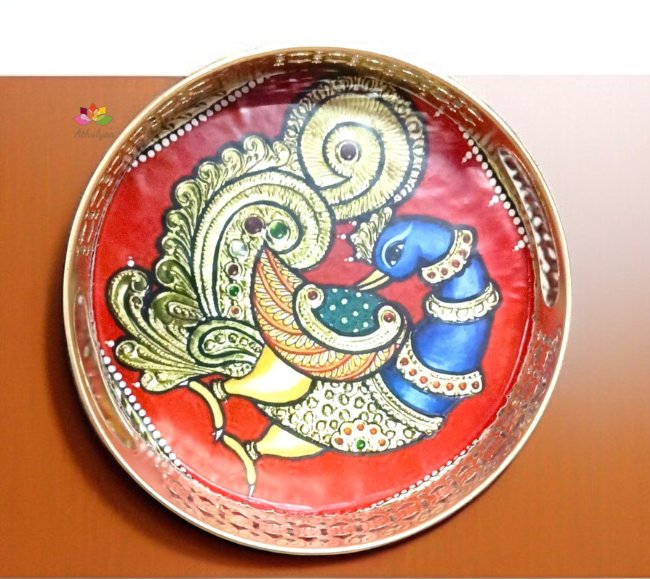 Tanjore Painting Theme Round metal tray