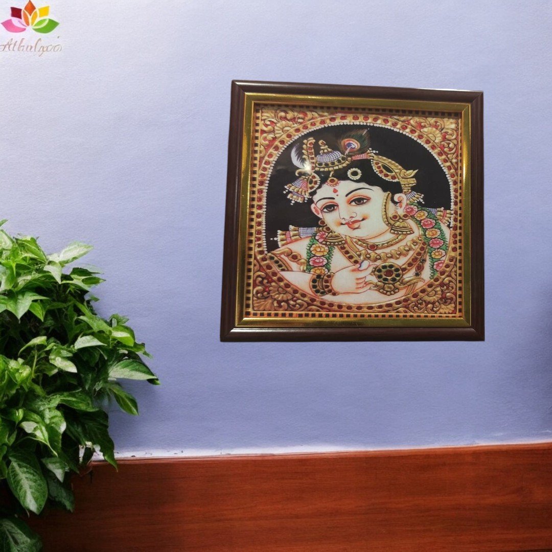 Tanjore Style HD Print Painting - Krishna
