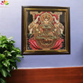 Tanjore Style HD Print Painting - Gaja Lakshmi