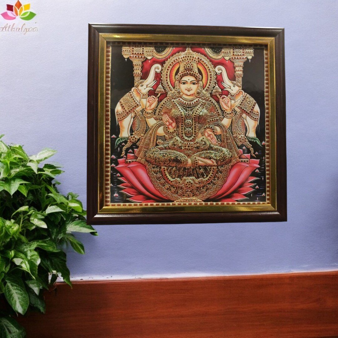 Tanjore Style HD Print Painting - Gaja Lakshmi