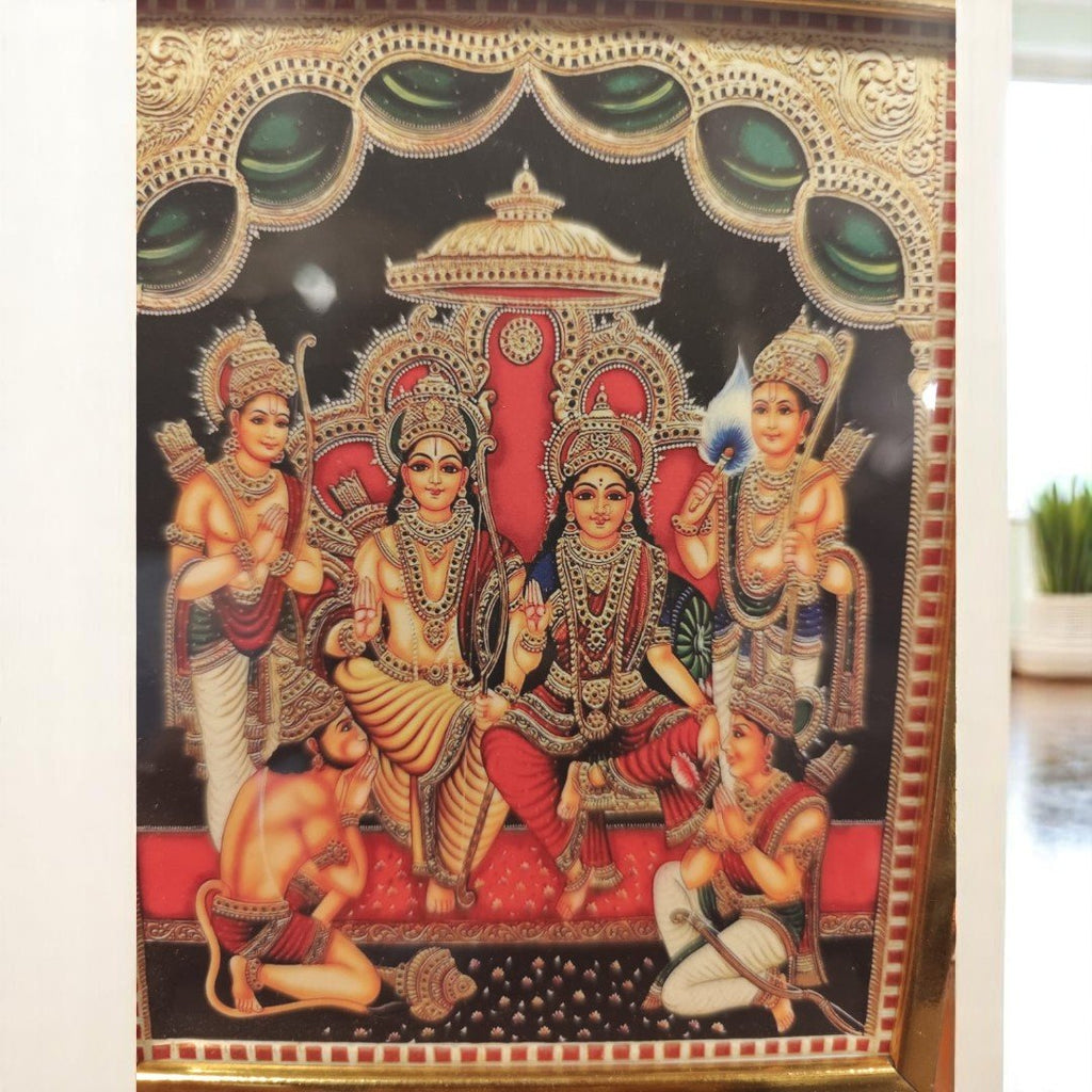 Tanjore Style HD Print Painting - Rama Pattabhishekam