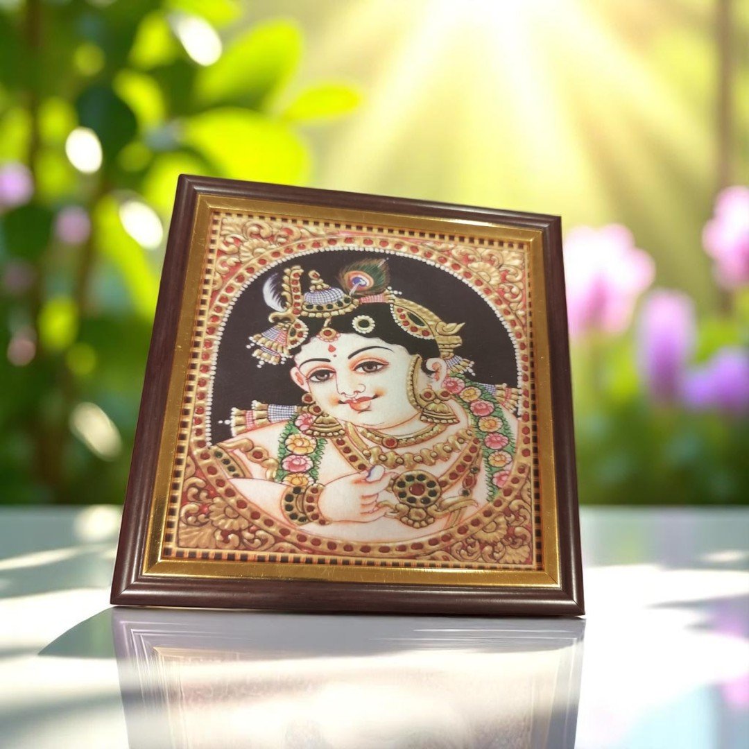 Tanjore Style HD Print Painting - Krishna