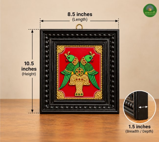 Twin Peacock Tanjore Painting