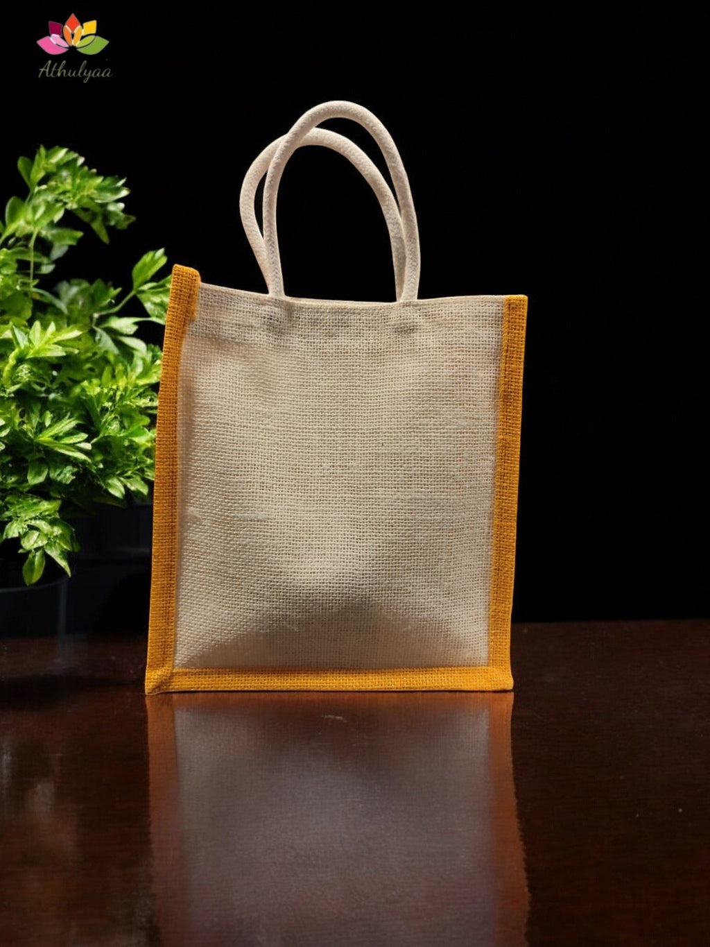 Twin colour Ganesha Jute bag with zari