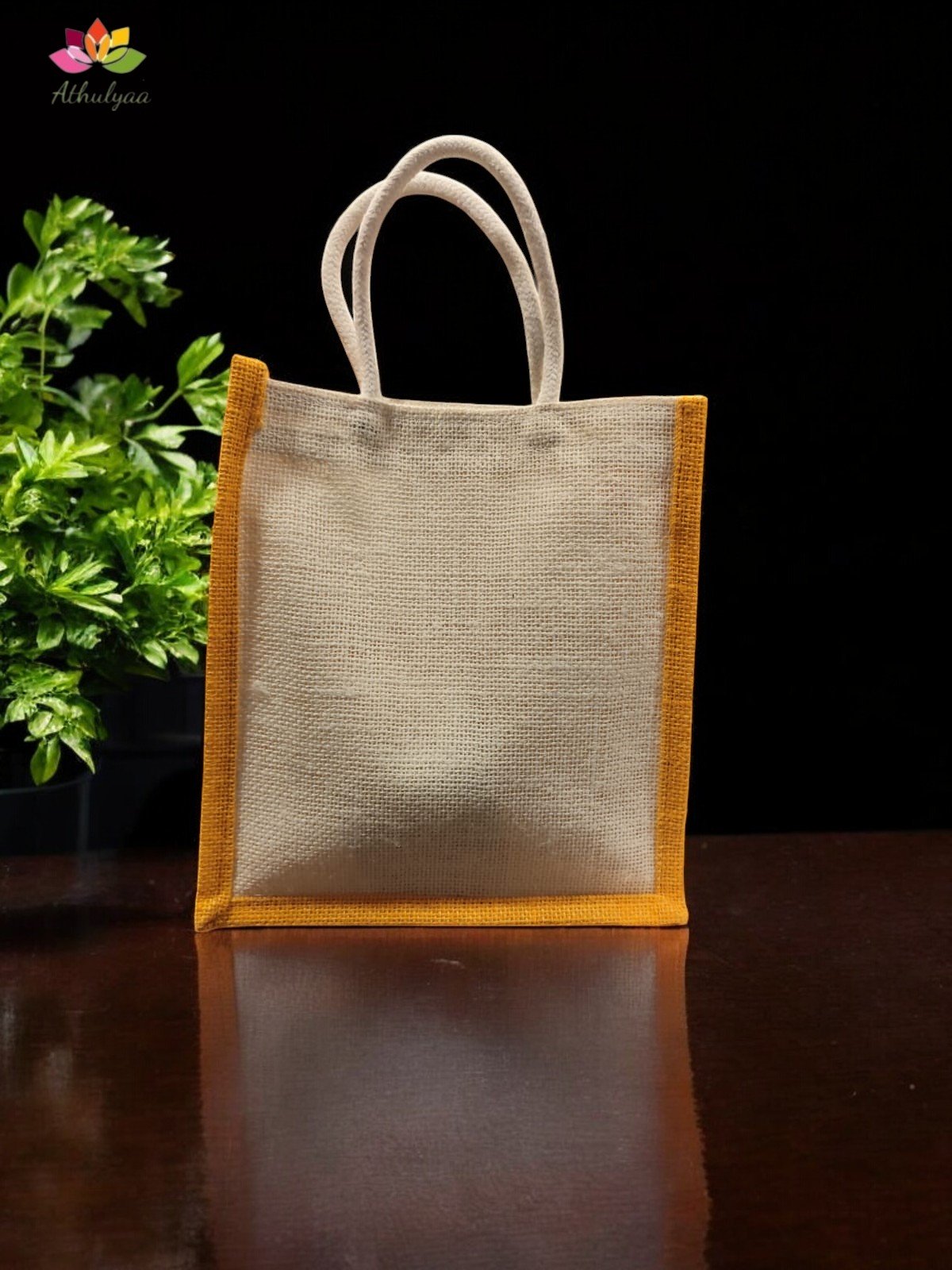Twin colour Ganesha Jute bag with zari