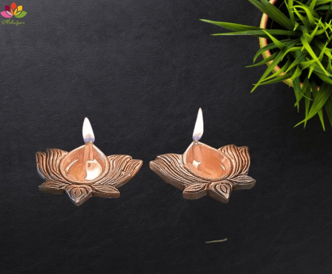 Brass Lotus Diya pair