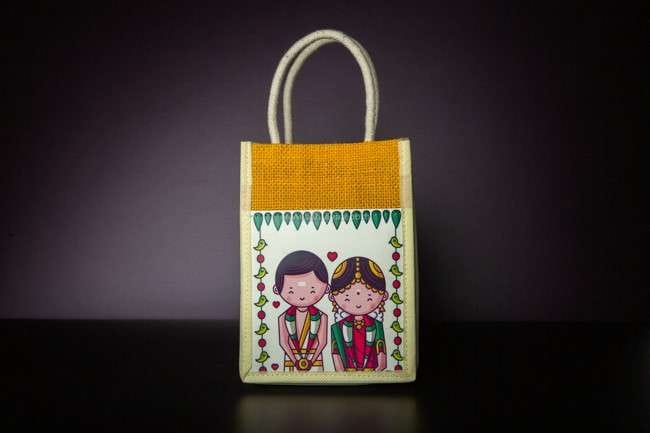 Wedding Jute bag with couple print