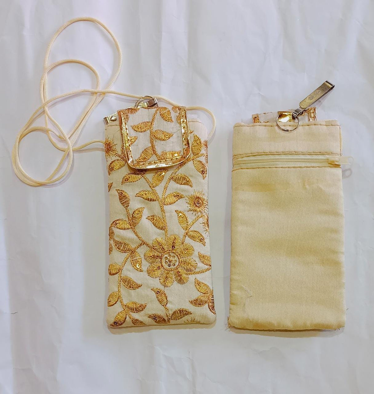 Golden Embellished Potli Pouch For Mobile cover