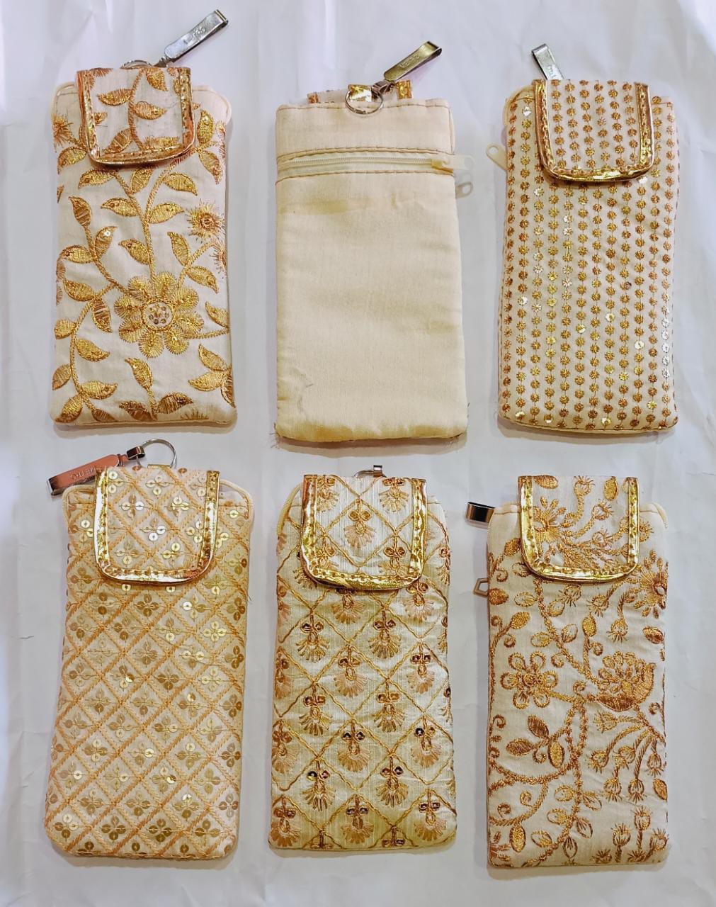 Golden Embellished Potli Pouch For Mobile cover