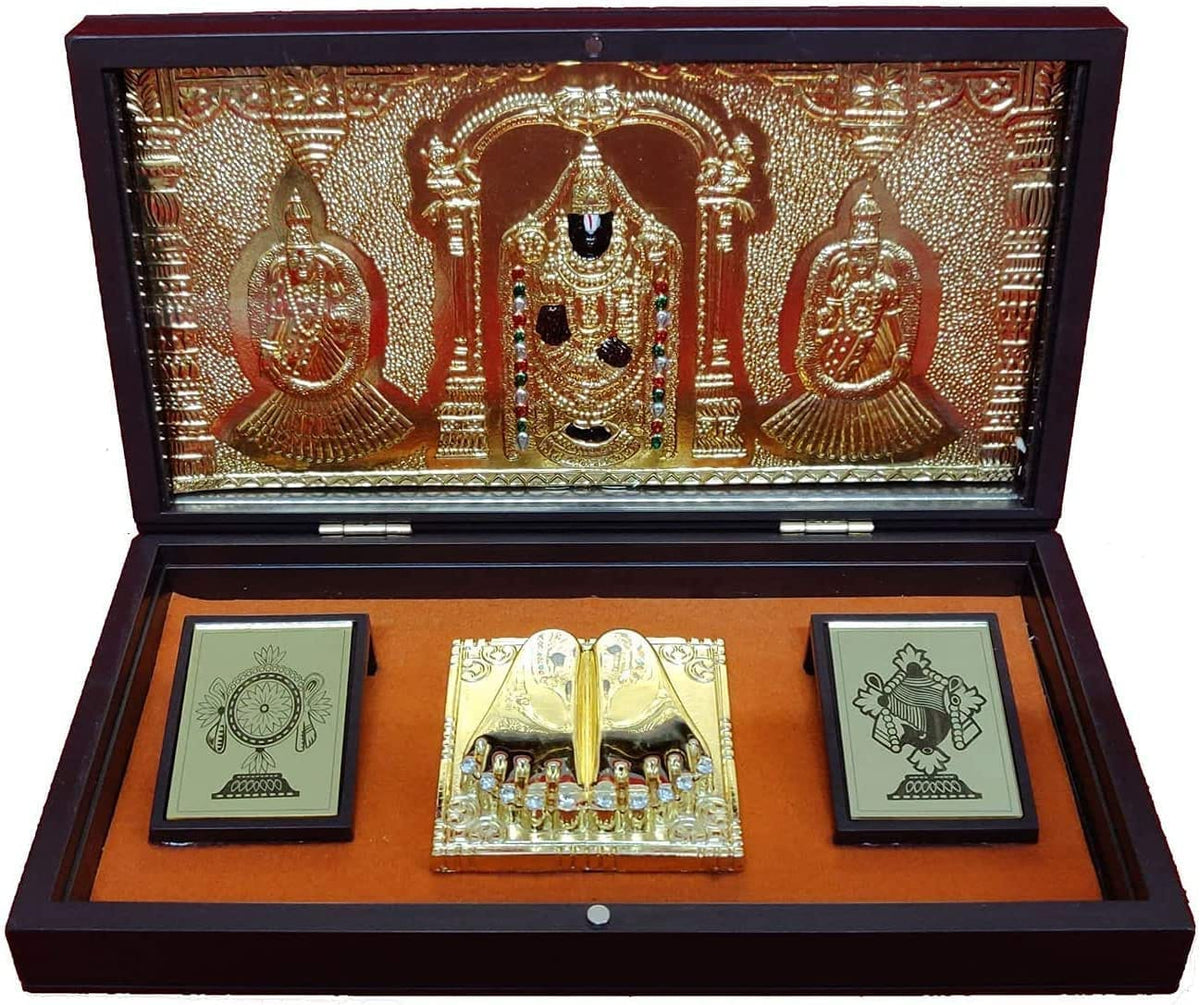 Gold Finish Padhuka Charan Box - Big