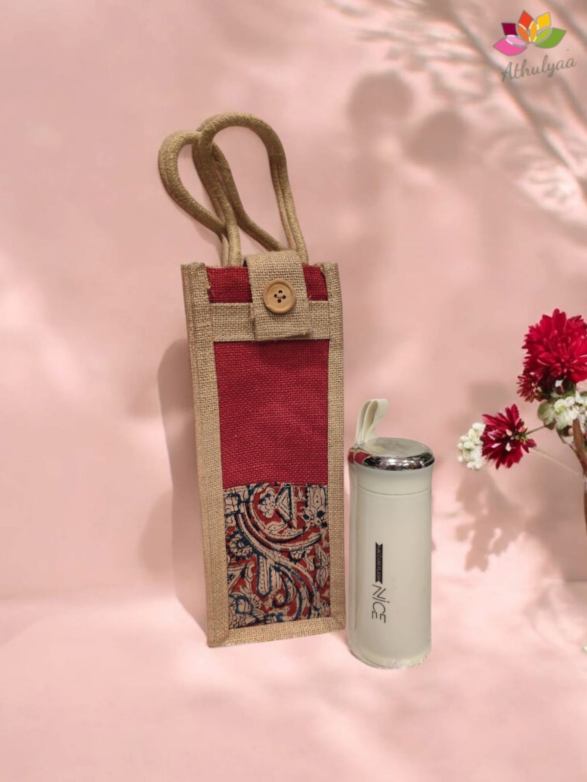 Jute Bottle bag and Bottle return gift combo