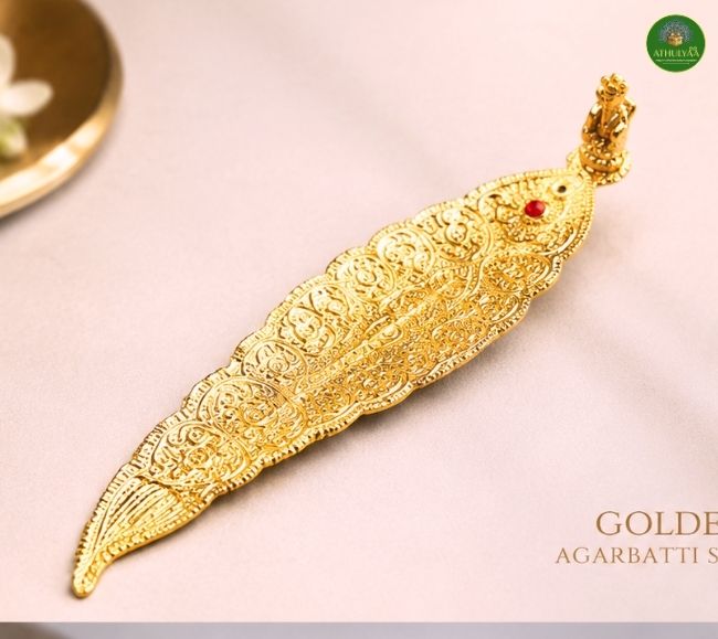 White Metal Gold Plated Agarbathi Stand - BUY ONE GET ONE