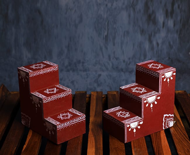 Wooden Diya or golu padi 3 steps - Pair