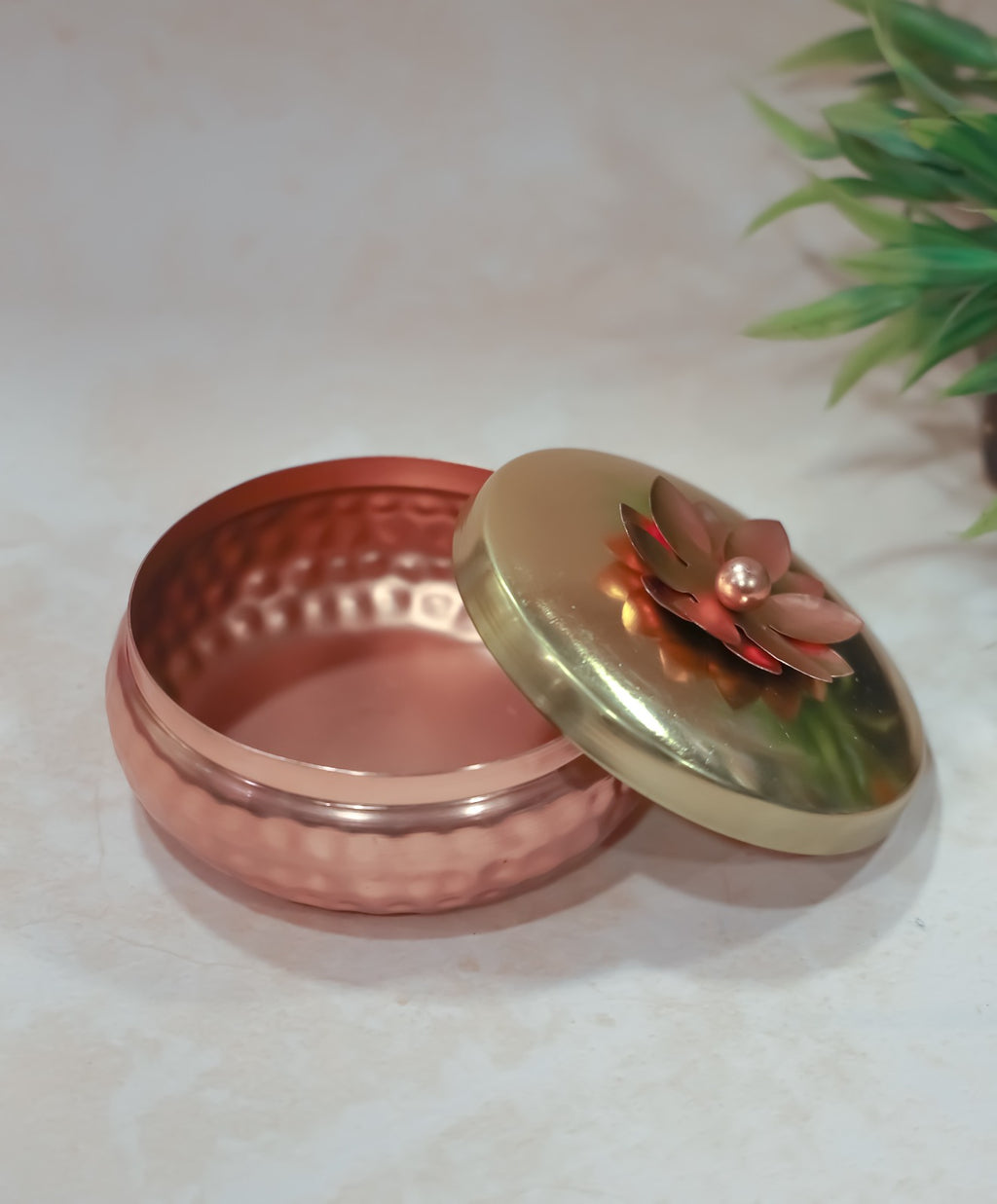 Metal Matki Box Copper Finish