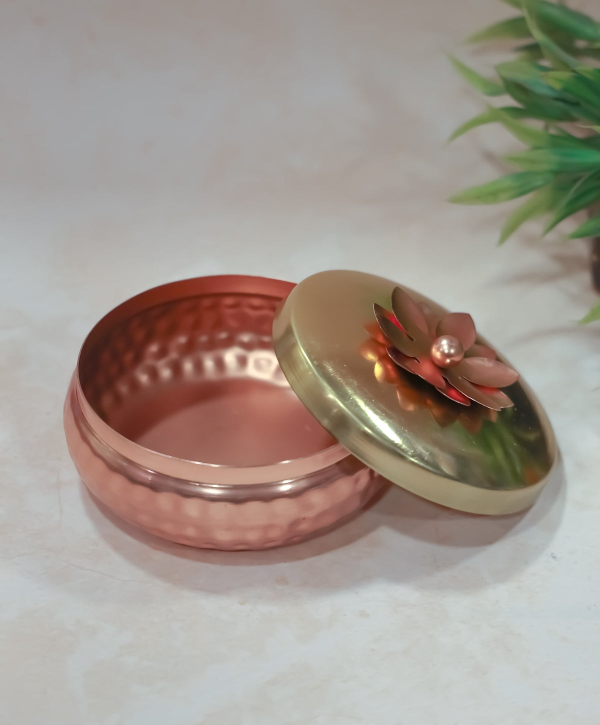 Metal Matki Box Copper Finish