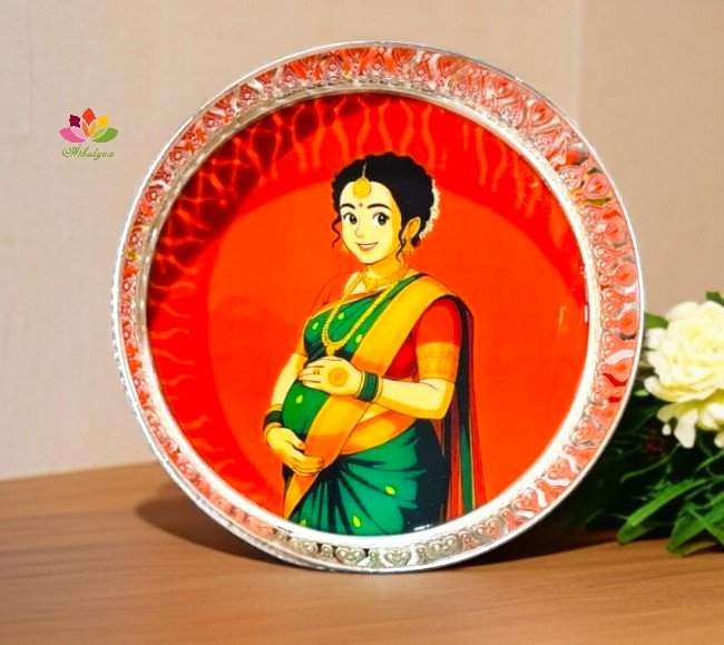 German Silver Baby Shower Seemantham Tray