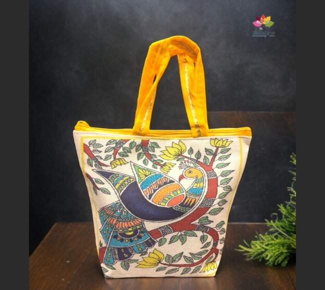 Madhubani Peacock Printed Handbag