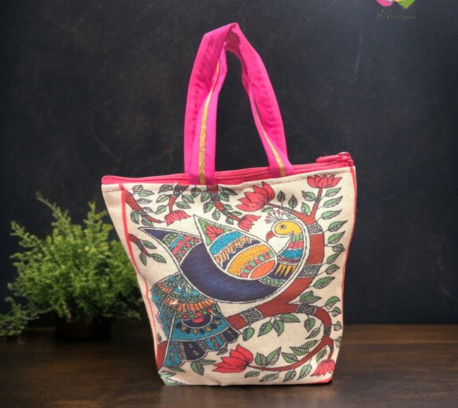 Madhubani Peacock Printed Handbag