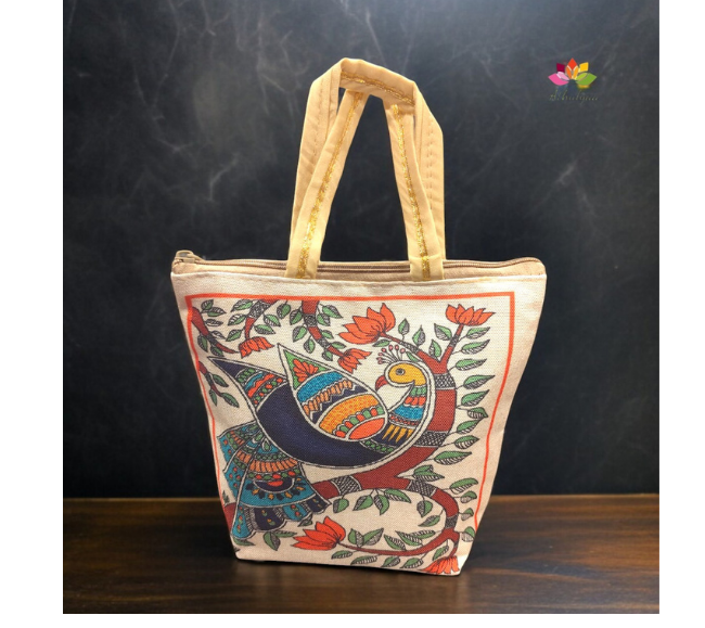 Madhubani Peacock Printed Handbag