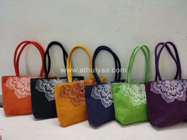 Jute Handbag with Mandala Print