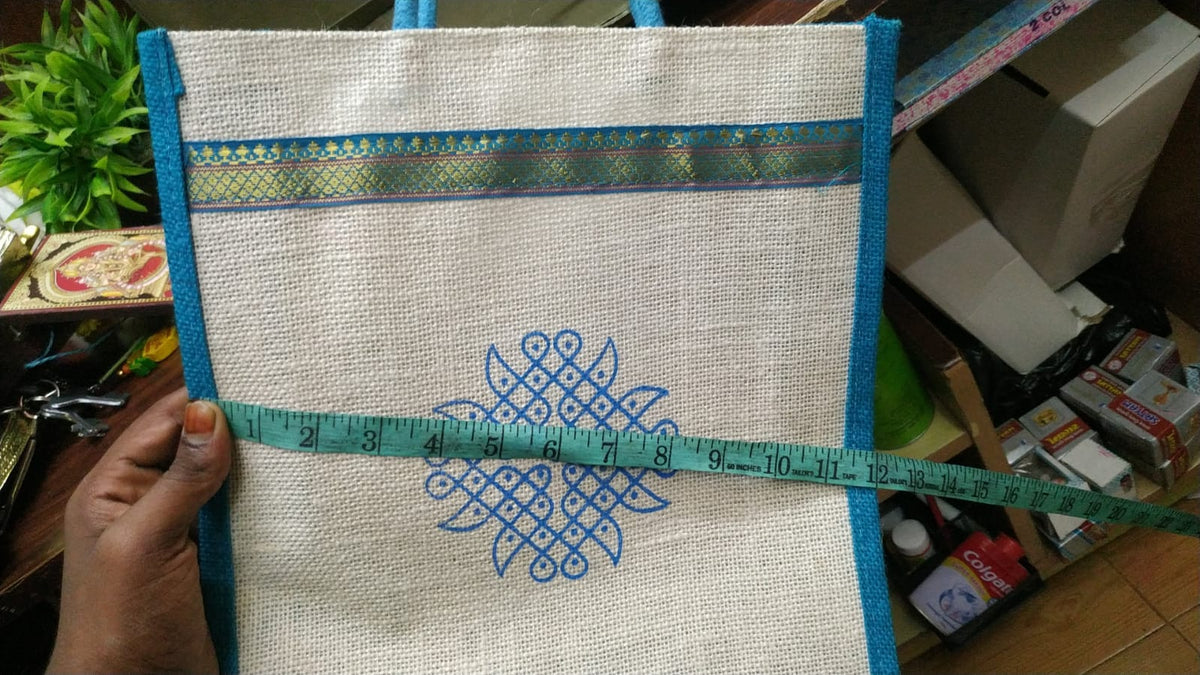 Jute bag with kolam print - big