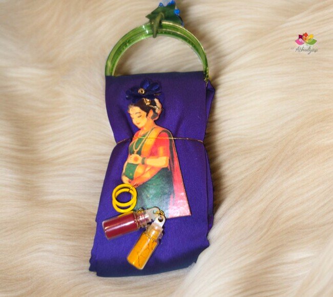 Silk cotton blouse bit with Bangle Baby Shower Kumkum packing
