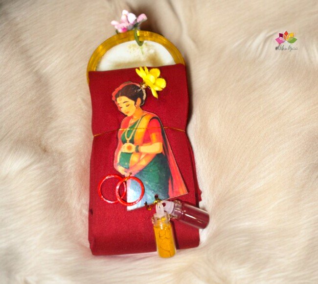 Silk cotton blouse bit with Bangle Baby Shower Kumkum packing
