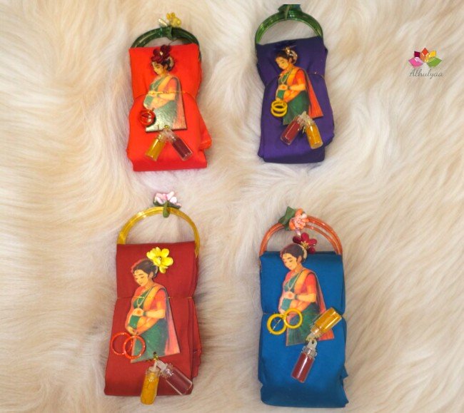 Silk cotton blouse bit with Bangle Baby Shower Kumkum packing