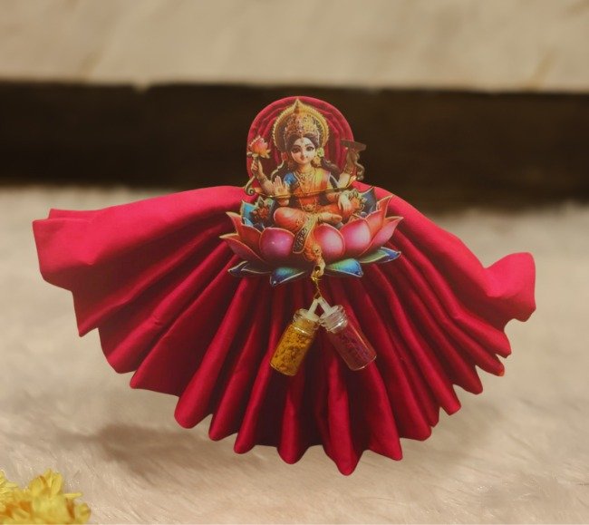Silk cotton blouse bit with Devi Haldi kumkum packing