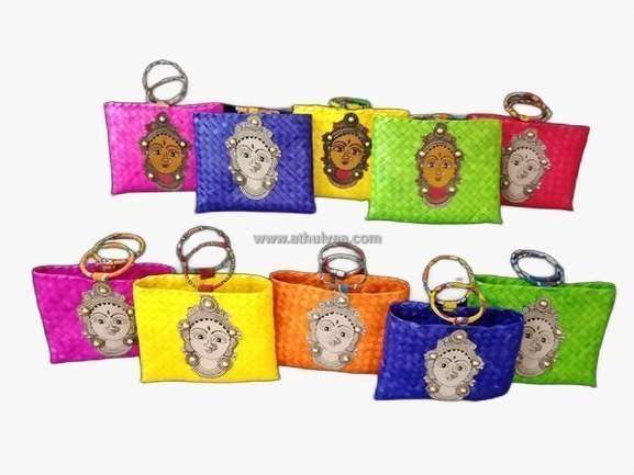 Palm Pouches with Devi Kalamkari Face