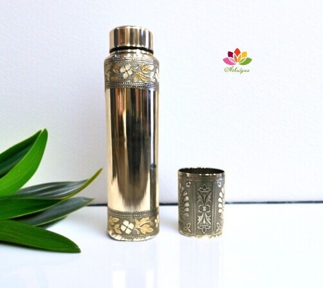 Oxidized Combo Bottle And Glass Set