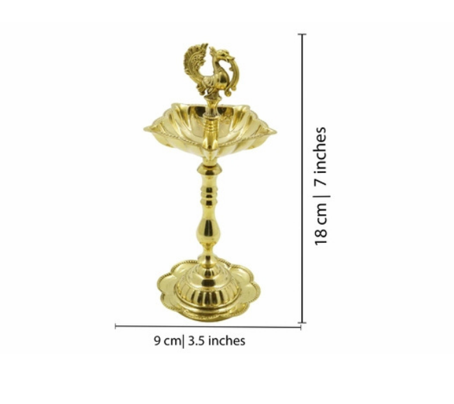 Brass Peacock Oil Lamp