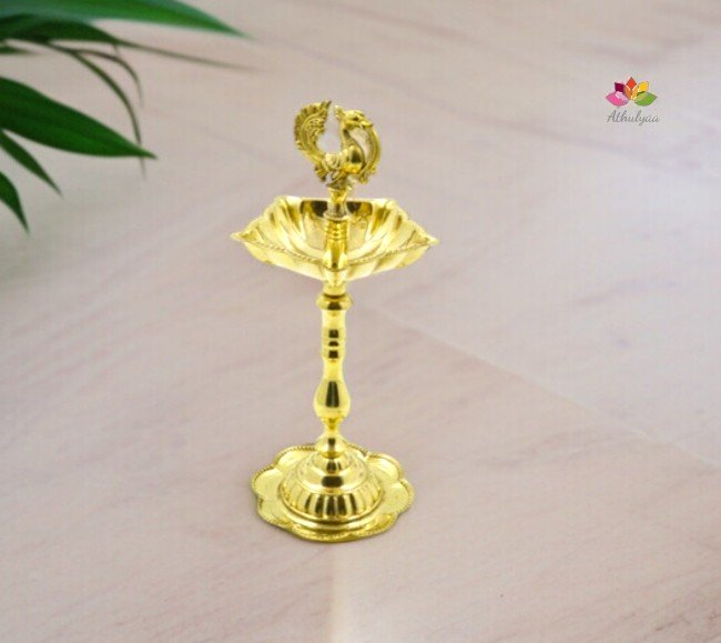 Brass Peacock Oil Lamp