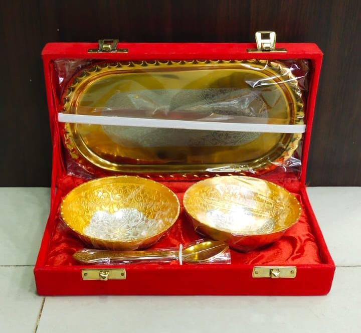 German Silver Dual Tone Twin Bowl