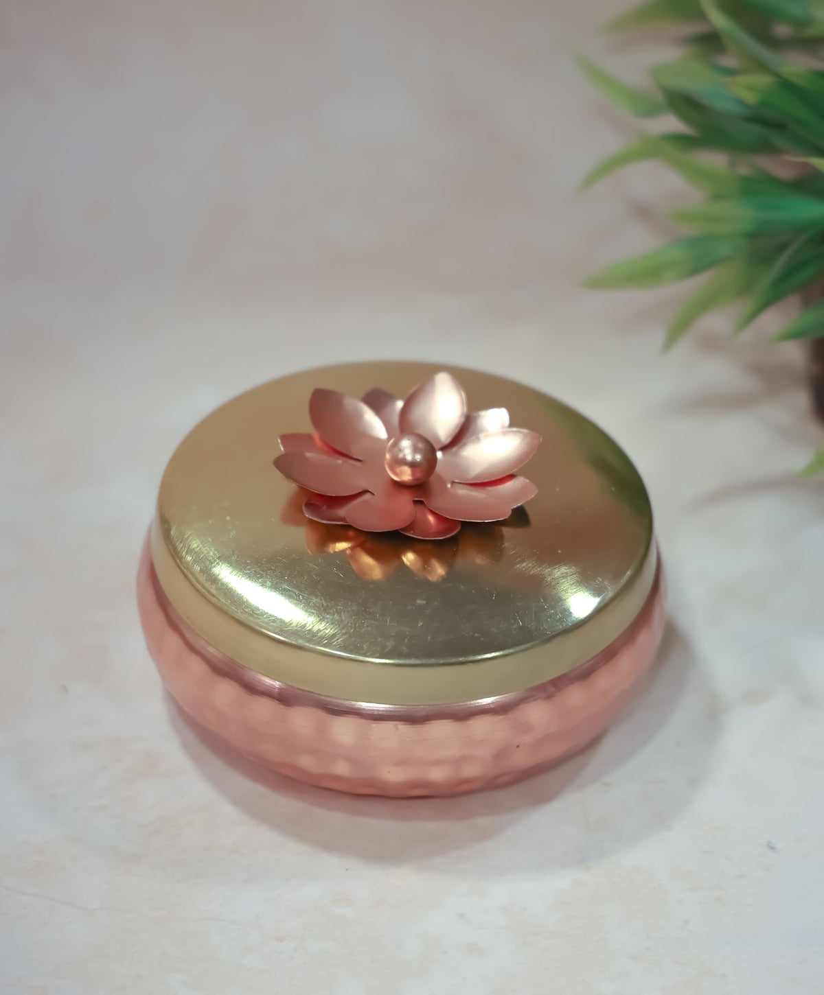 Metal Matki Box Copper Finish