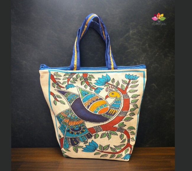 Madhubani Peacock Printed Handbag