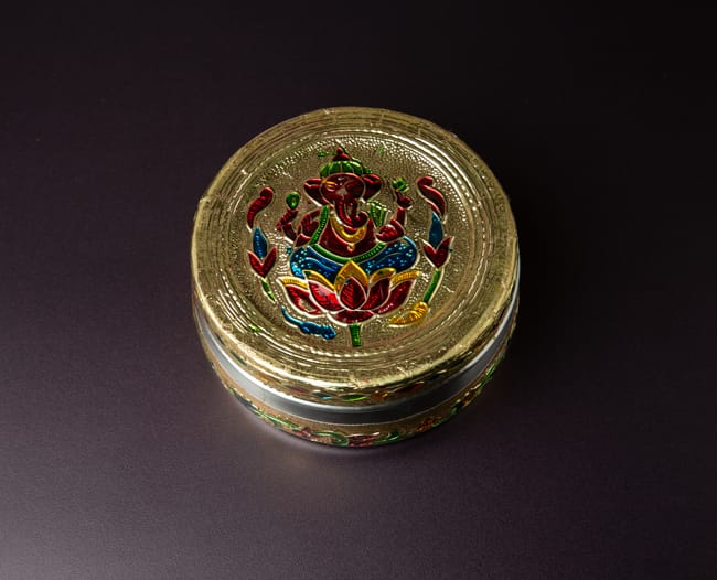 Meenakari Ganesh Steel Box - 4.5 inches